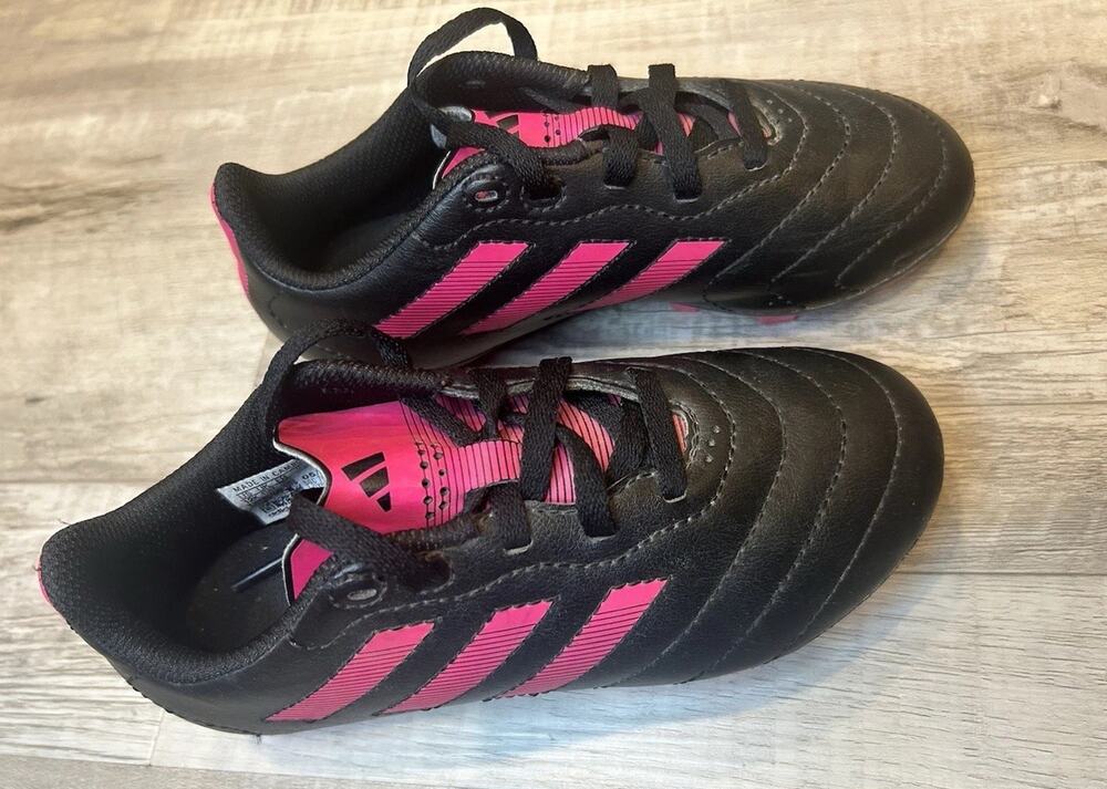 Adidas Black/Pink Sz 12K Kids Sports Predator Soccer Cleats Shoes Girls